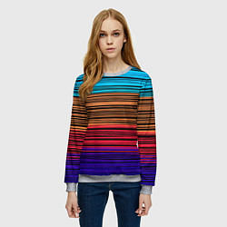 Свитшот женский Разноцветные тонкие линии, цвет: 3D-меланж — фото 2