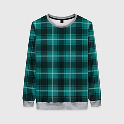 Свитшот женский Шотландка зелёный, цвет: 3D-меланж