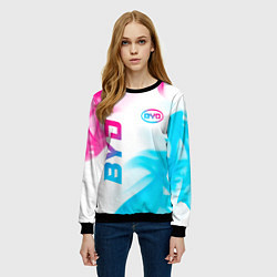 Свитшот женский BYD neon gradient style: надпись, символ, цвет: 3D-черный — фото 2