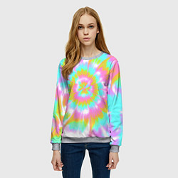 Свитшот женский Tie-Dye кислотный в стиле барби, цвет: 3D-меланж — фото 2