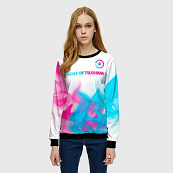 Свитшот женский Ghost of Tsushima neon gradient style: символ свер, цвет: 3D-черный — фото 2