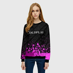 Свитшот женский Coldplay rock legends: символ сверху, цвет: 3D-черный — фото 2