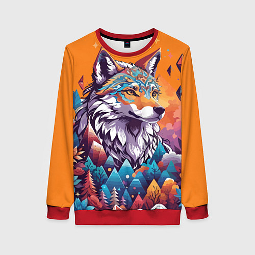 Женский свитшот Рыжая лисичка - тотемное животное / 3D-Красный – фото 1