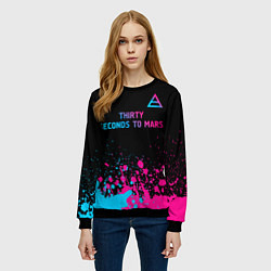 Свитшот женский Thirty Seconds to Mars - neon gradient: символ све, цвет: 3D-черный — фото 2