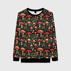 Женский свитшот Сказочные грибы мухоморы паттерн