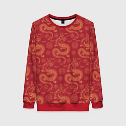 Свитшот женский Dragon red pattern, цвет: 3D-красный