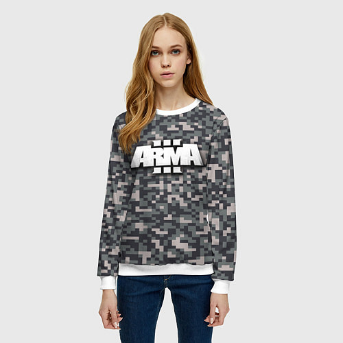 Женский свитшот Арма 3 - хаки / 3D-Белый – фото 3