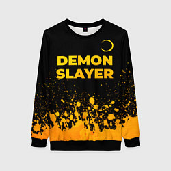 Свитшот женский Demon Slayer - gold gradient: символ сверху, цвет: 3D-черный