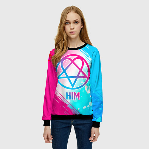 Женский свитшот HIM neon gradient style / 3D-Черный – фото 3