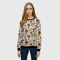 Свитшот женский Лесные животные, цвет: 3D-черный — фото 2