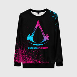 Свитшот женский Assassins Creed - neon gradient, цвет: 3D-черный
