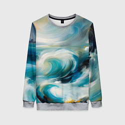 Свитшот женский Штормовые волны океана, цвет: 3D-меланж