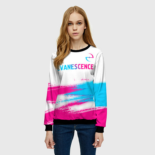 Женский свитшот Evanescence neon gradient style: символ сверху / 3D-Черный – фото 3