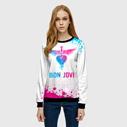 Свитшот женский Bon Jovi neon gradient style, цвет: 3D-черный — фото 2