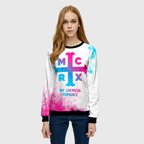 Женский свитшот My Chemical Romance neon gradient style / 3D-Черный – фото 3