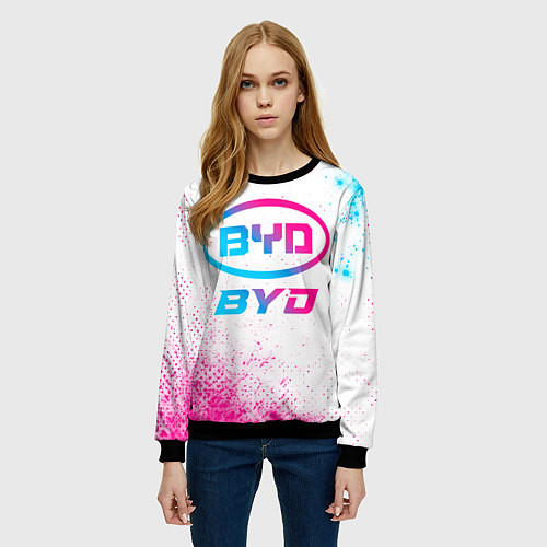 Женский свитшот BYD neon gradient style / 3D-Черный – фото 3