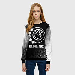 Свитшот женский Blink 182 glitch на темном фоне, цвет: 3D-черный — фото 2