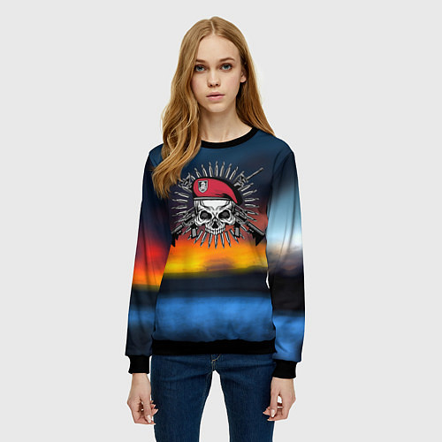 Женский свитшот Спецназ краповый берет / 3D-Черный – фото 3