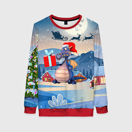 Женский свитшот Новогодний дракон 2024 / 3D-Красный – фото 1