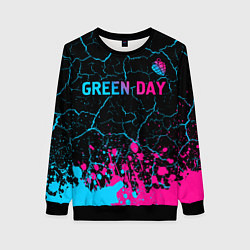 Свитшот женский Green Day - neon gradient: символ сверху, цвет: 3D-черный