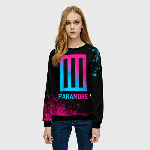 Женский свитшот Paramore - neon gradient / 3D-Черный – фото 3