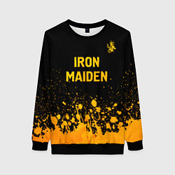 Свитшот женский Iron Maiden - gold gradient: символ сверху, цвет: 3D-черный
