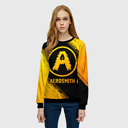 Свитшот женский Aerosmith - gold gradient, цвет: 3D-черный — фото 2