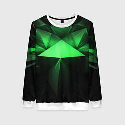 Свитшот женский Яркая зеленая геометрия, цвет: 3D-белый