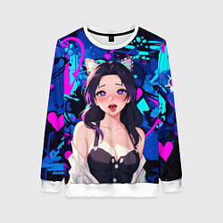 Свитшот женский Шинобу ахегао, цвет: 3D-белый