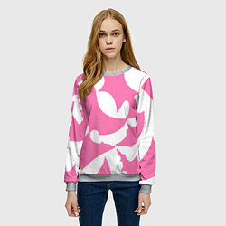 Свитшот женский Бело-розовая абстрактная композиция, цвет: 3D-меланж — фото 2