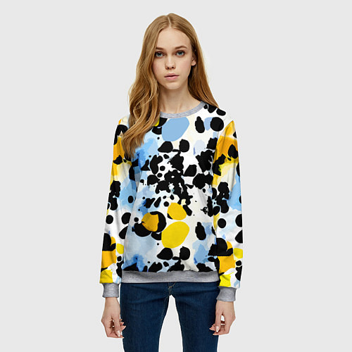 Женский свитшот Красочный абстрактный паттерн - поп-арт / 3D-Меланж – фото 3