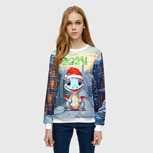 Женский свитшот Праздничный дракон 2024 / 3D-Белый – фото 3