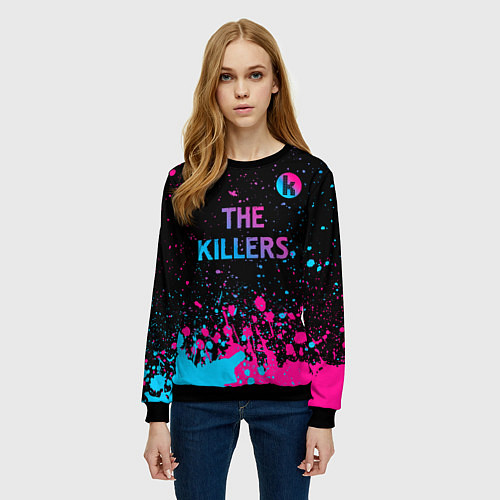 Женский свитшот The Killers - neon gradient посередине / 3D-Черный – фото 3