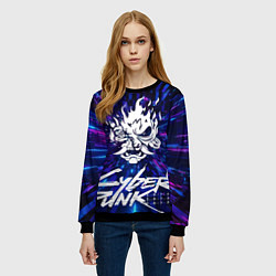 Свитшот женский Cyberpunk 2077: samurai blue, цвет: 3D-черный — фото 2