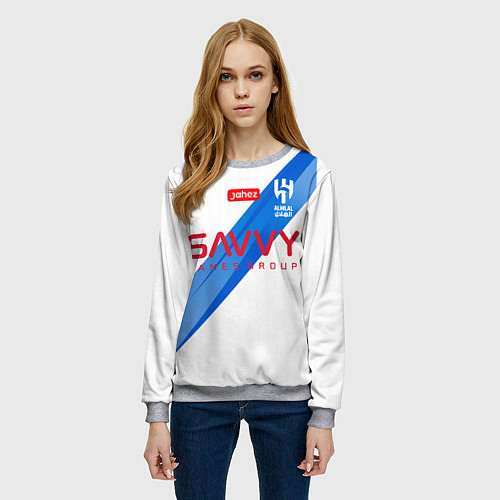 Женский свитшот Неймар форма Аль-Хиляль 23-24 гостевая / 3D-Меланж – фото 3