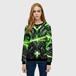 Свитшот женский Зелёный кибер рыцарь, цвет: 3D-черный — фото 2