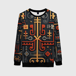 Женский свитшот Абстрактный паттерн в славянском стиле на тёмном ф