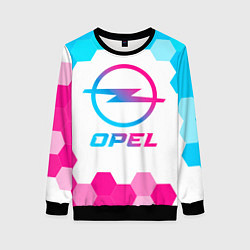 Свитшот женский Opel neon gradient style, цвет: 3D-черный