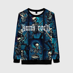 Свитшот женский Punk rock от скелетов, цвет: 3D-черный