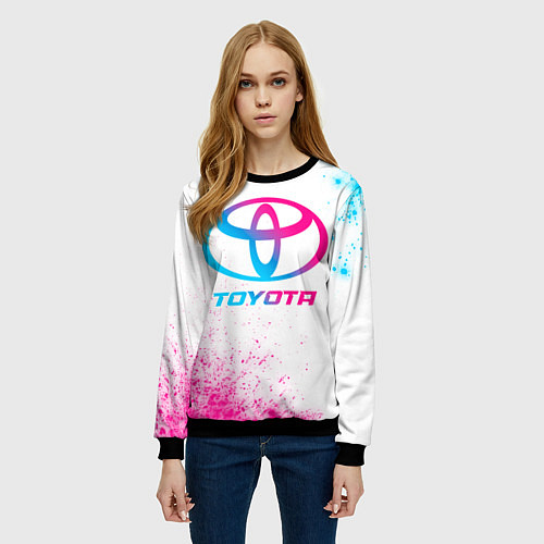 Женский свитшот Toyota neon gradient style / 3D-Черный – фото 3