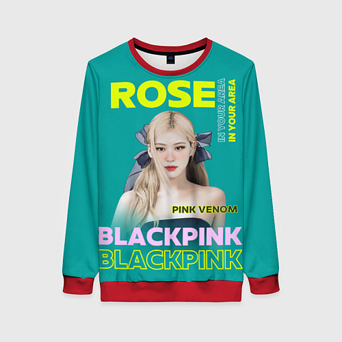 Женский свитшот Rose - девушка певица из группы Blackpink / 3D-Красный – фото 1