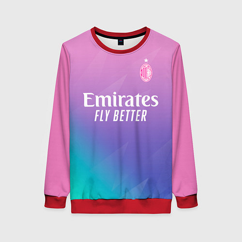 Женский свитшот ФК Милан форма 23-24 третья / 3D-Красный – фото 1