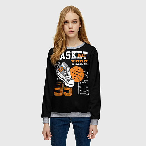 Женский свитшот Basketball New York / 3D-Меланж – фото 3