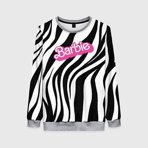 Женский свитшот Ретро Барби - паттерн полосок зебры / 3D-Меланж – фото 1