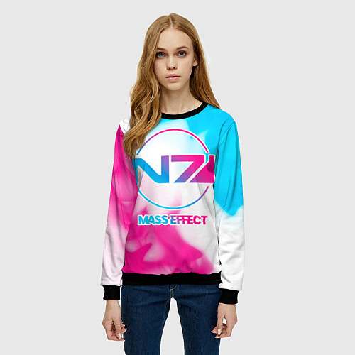 Женский свитшот Mass Effect neon gradient style / 3D-Черный – фото 3