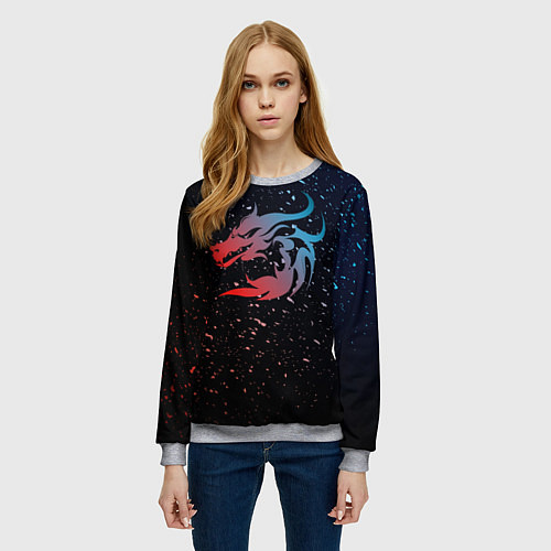 Женский свитшот Дракон млечный путь / 3D-Меланж – фото 3