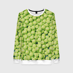 Свитшот женский Много теннисных мячей, цвет: 3D-белый