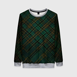 Свитшот женский Тёмно-зелёная диагональная клетка в шотландском ст, цвет: 3D-меланж