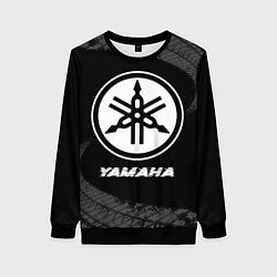 Женский свитшот Yamaha speed на темном фоне со следами шин