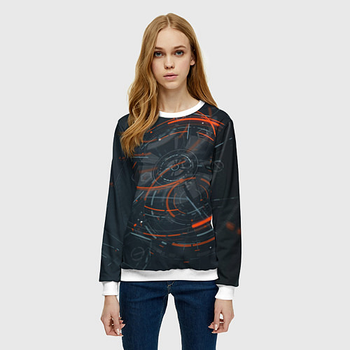 Женский свитшот Часовой механизм киберпанк / 3D-Белый – фото 3